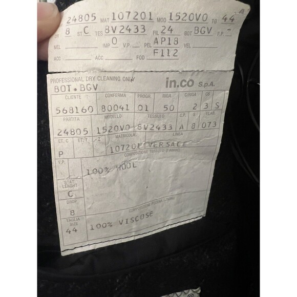 Gianni Versace Blazer Sz 44 Made In Italy Plaid Leather Trim Wool Vtg - Picture 4 of 9